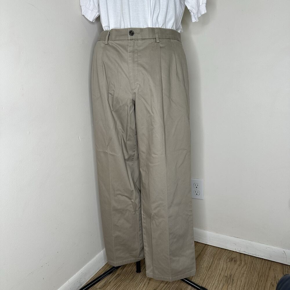 Dockers Mens 36x29 Khaki Pants Beige Straight Pleated Work Trousers